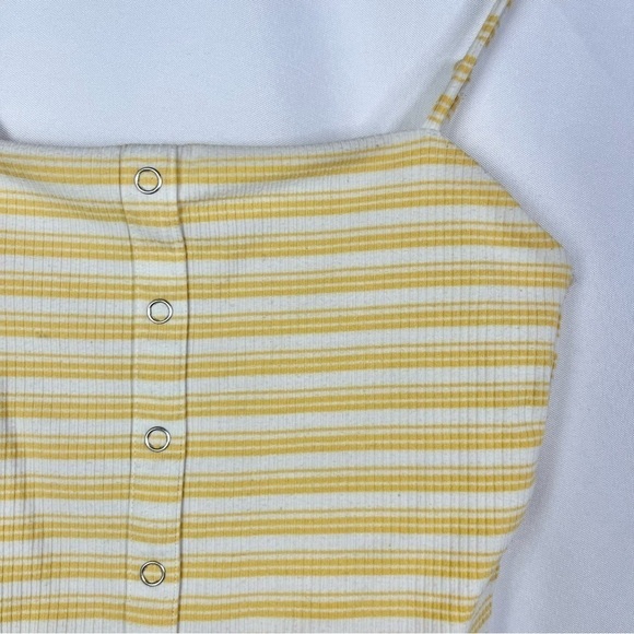 PacSun Me To We Yellow Stripe Button Front Cropped Tank Top XS - Picture 3 of 4